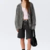 Mohair Blend Cardigan – Dark Grey
