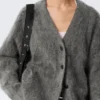 Mohair Blend Cardigan – Dark Grey