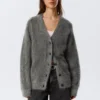 Mohair Blend Cardigan – Dark Grey