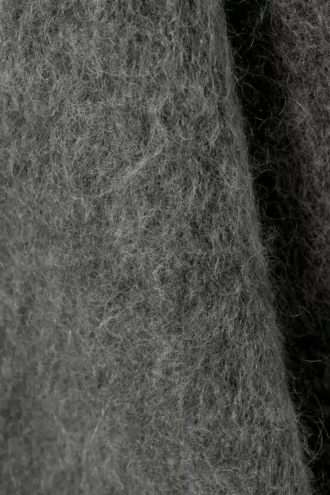 Mohair-Blend Funnel Neck Sweater – Dark Grey Melange