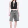 Monterey Low Rise Denim Shorts – Grey Fade – Grey