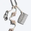 Multi Charm Keyring – Beige/Silver