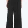 Nate Baggy Fit Pleated Suit Trousers – Black