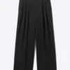 Nate Baggy Fit Pleated Suit Trousers – Black