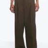 Nate Baggy Fit Pleated Suit Trousers – Brown Pinstripe