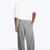 Nate Baggy Fit Pleated Suit Trousers – Light Dusty Grey