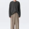 Nate Baggy Fit Pleated Suit Trousers – Pinstriped Beige Melange