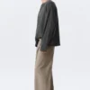 Nate Baggy Fit Pleated Suit Trousers – Pinstriped Beige Melange