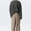 Nate Baggy Fit Pleated Suit Trousers – Pinstriped Beige Melange