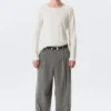 Nate Baggy Fit Pleated Suit Trousers – Pinstriped Light Grey
