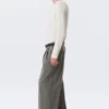 Nate Baggy Fit Pleated Suit Trousers – Pinstriped Light Grey
