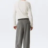 Nate Baggy Fit Pleated Suit Trousers – Pinstriped Light Grey