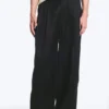 Nate Baggy Linen Blend Suit Trousers – Black
