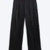 Nate Baggy Linen Blend Suit Trousers – Black