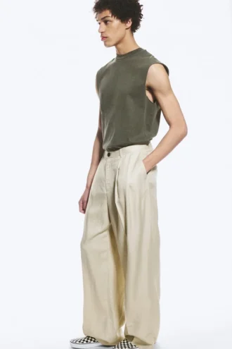 Nate Baggy Linen Blend Suit Trousers – Light Dusty Beige