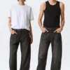 Nebula Mid Rise Loose Barrel Unisex Jeans – Chelsea Black – Black