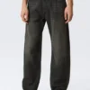 Nebula Mid Rise Loose Barrel Unisex Jeans – Chelsea Black – Black