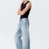 Nebula Mid Rise Loose Barrel Unisex Jeans – Kimberley Blue – Light Blue
