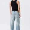 Nebula Mid Rise Loose Barrel Unisex Jeans – Kimberley Blue – Light Blue