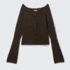 Nepped Knitted Wool-Blend Cardigan – Dark Brown Melange