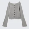 Nepped Knitted Wool-Blend Cardigan – Grey Melange