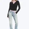 Neptune Low Rise Slim Straight Leg Jeans – Broken Blue – Light Blue