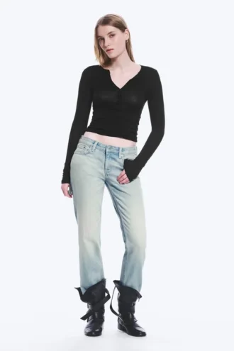Neptune Low Rise Slim Straight Leg Jeans – Broken Blue – Light Blue