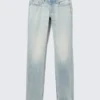 Neptune Low Rise Slim Straight Leg Jeans – Broken Blue – Light Blue