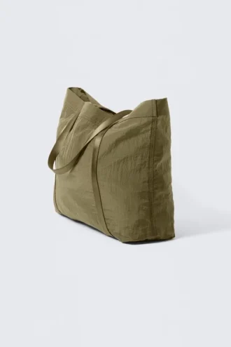 Nylon Tote Bag – Khaki Green