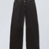 Oblique Low Waist Loose Barrel Jeans – Tuned Black