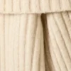 Off-Shoulder Ribbed Knitted Sweater – Light Beige