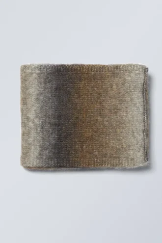 Ombre Striped Wool Blend Scarf – Dusty Beige
