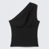 One-Shoulder Cut-Out Top – Black