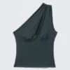 One-Shoulder Cut-Out Top – Petrol