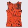 Open Back Boat-Neck Tank Top – Bright Orange Tie-Dye