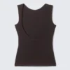 Open Back Boat-Neck Tank Top – Dark Brown