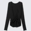 Open Back Long-Sleeved Top – Black