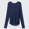 Open Back Long-Sleeved Top – Dark Blue