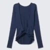 Open Back Long-Sleeved Top – Dark Blue