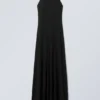 Open Back Maxi Halter Dress – Black