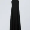 Open Back Maxi Halter Dress – Black