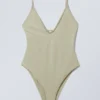 Open Back Swimsuit – Light Khaki Green