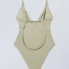 Open Back Swimsuit – Light Khaki Green