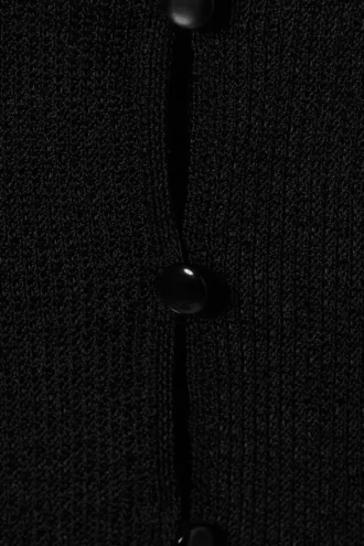 Open Knit Buttoned Cardigan – Black