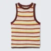Open-Knit Cotton Tank Top – Multi Stripe