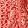 Open-Knit Hooded Sweater – Light Red