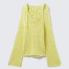 Open-Knit Hooded Sweater – Light Yellow