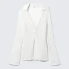 Open-Knit V-Neck Cardigan – Dusty White