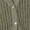 Open-Knit V-Neck Cardigan – Khaki Green