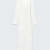 Open-Knit V-Neck Maxi Cardigan – White